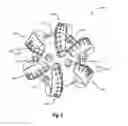 Fig. 10 - Polycrystalline diamond compacts with partitioned substrate, polycrystalline diamond table, or both