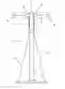 Fig. 01 - Generator with vertical piston and reciprocal movement, with orientable blades and conversion of mechanical energy to electrical energy by means of a vertical solenoid device