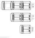Fig. 04 - Roughly cylindrical sample containers having multiple reservoirs therein and being adapted for acoustic ejections