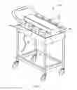 Fig. 10 - Mobile charging table with hinged tabletop and selectively accessible battery compartment opening
