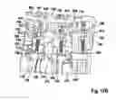 Fig. 19 - Processing device for processing slaughtered and plucked poultry carcasses, comprising poultry-support devices and poultry-processing devices