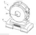 Fig. 01 - Anatomical imaging system having fixed gantry and rotating disc, with adjustable angle of tilt and increased structural integrity, and with improved power transmission and position sensing