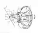 Fig. 10 - Poultry feed distribution system with feeding devices having rotatable attachment parts with drop tubes hingedly connected thereto