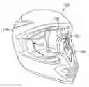 Fig. 01 - Helmet having magnetically coupled cheek pads