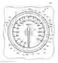 Fig. 01 - Instrument device with a rotating needle and circumferentially arranged projected scales