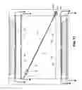 Fig. 12 - Adjustable gate, having multiple guttering systems, multiple impact-absorbing systems, multiple anti-warping systems, multiple anti-sagging systems, multiple personal-injury-eliminating systems, and self-centering angle-locking safety truss