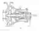Fig. 01 - Pump arrangement for driving an impeller using an inner rotor which interacts with an outer rotor and the outer rotor having a radially outer circumferential projection