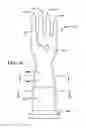 Fig. 10 - GLOVE HAVING A WIDENED CUFF AND WITH FINGER REGIONS THAT INCLUDE A FLEXIBLE HINGE REGION
