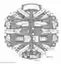 Fig. 16 - Two-stroke opposed piston Rotary internal combustion engine with no reactive torque