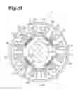 Fig. 14 - Brushless motor with cog-shaped rotor core having poles with auxiliary magnets and shaft-fixing portions