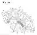 Fig. 15 - Brushless motor with cog-shaped rotor core having poles with auxiliary magnets and shaft-fixing portions
