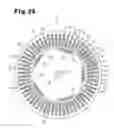 Fig. 19 - Brushless motor with cog-shaped rotor core having poles with auxiliary magnets and shaft-fixing portions