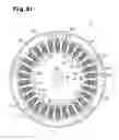 Fig. 44 - Brushless motor with cog-shaped rotor core having poles with auxiliary magnets and shaft-fixing portions