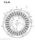Fig. 46 - Brushless motor with cog-shaped rotor core having poles with auxiliary magnets and shaft-fixing portions