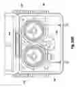 Fig. 25 - Unique self-pressurizing, self-cooling beverage system, having impact-and-vibration-absorbing systems, anti-shaking anti-rolling clamping system, root-beer-float system, beverage-dispensing system, and multi-height spigot system