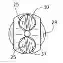 Fig. 01 - Polycrystalline diamond percussion drill bits using low thrust and torque and incorporating PCD chisel type inserts, or combination of PCD chisel type inserts with PCD conical inserts, for application with small diameter drill bits