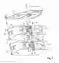 Fig. 03 - Connection device for loudspeaker boxes, arrangement of loudspeaker boxes suspended below one another, and method and transport cart for setting up the arrangement