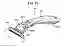 Fig. 15 - Shaver's handle with a lock and release mechanism for engaging and disengaging a razor cartridge