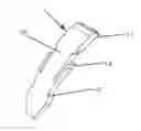 Fig. 01 - Intersomatic cage, intervertebral prosthesis, anchoring device and implantation instruments