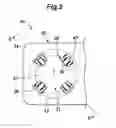 Fig. 03 - Container holder including a swing member rotatably supporting a roller to hold a container received therein