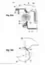 Fig. 13 - Container holder including a swing member rotatably supporting a roller to hold a container received therein