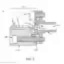 Fig. 03 - Waveguide assembly comprising a molded waveguide interface having a support block for a launch transducer that is coupled to a communication device through a flange attached to the interface