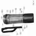 Fig. 16 - Portable blender with a power activation member interposed between a container sidewall and a detachable handle