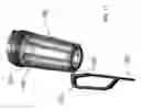 Fig. 19 - Portable blender with a power activation member interposed between a container sidewall and a detachable handle