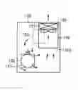 Fig. 01 - Package-type air-cooled screw compressor having a cooling air exhaust opening in the package with a duct extended downward with a lower-end inlet placed not viewable from the center position of the compressor