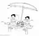 Fig. 01 - Simultaneous bench-stabilized retention of both pole-mounted items and also of small personal items