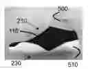 Fig. 01 - Article with UV radiation curable material adhered to textile and method of making the same