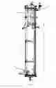 Fig. 02 - Fermenter for a liquid medium with gas circulation stirring, comprising an automatic device for establishing a fluid communication between the ascending circulation and the descending circulation volumes depending on the height of the medium