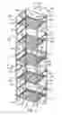 Fig. 02 - One piece collapsible shelving unit with foldable upper and lower sections and method of use