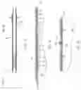 Fig. 14 - Surgical system including a powered tool and a steering tool having inelastic and elastic cables to be tensioned to impart a bend and resist side or radial loading