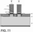 Fig. 12 - Conductive contacts in semiconductor on insulator substrate
