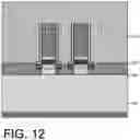 Fig. 13 - Conductive contacts in semiconductor on insulator substrate