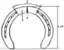 Fig. 01 - Horseshoe with dual-sided grooves centered on a bridge for splitting the horseshoe into two halves