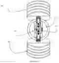 Fig. 28 - Bi-directional fixating/locking transvertebral body screw/intervertebral cage stand-alone constructs having a central screw locking lever, and pliers and devices for spinal fusion