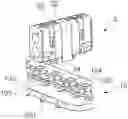 Fig. 01 - Terminal block connection assembly with a plurality of independent power connection modules and system for the quick locking/unlocking of the modules on a rail intended to be fastened to a structure, in particular an aircraft structure