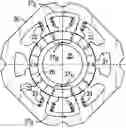 Fig. 01 - Step motor with spacing of same-phase stator pole groups based on one-half rotor tooth pitch