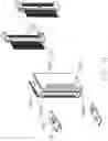 Fig. 12 - Electrical connector assembly including an internal circuit board having three rows of conductive pads respectively at three end portions thereof