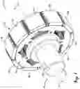 Fig. 02 - Laminated rotor having deflecting magnet retaining prongs deflecting when inserting magnets in an axial directions and support posts with constant width