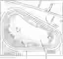 Fig. 01 - Venue transformation and construction method for creating a public access tropical style swimming lagoon with beaches at the infield of racing and/or activity circuits