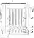 Fig. 05 - Oven muffle having rack-support embossments at a lower position and associated structural features