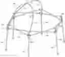 Fig. 01 - Foldable playard having X-frame assemblies, oval-shaped leg assemblies, and canopy cover