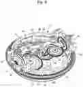 Fig. 07 - THREE-DIMENSIONAL KARUSSEL- OR TOURBILLON-TYPE REGULATING MEMBER PROVIDED WITH A PERIPHERAL BALL BEARING