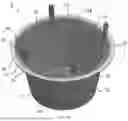 Fig. 16 - CATCH BASIN INSERT STORMWATER FILTERING APPARATUS HAVING A PLANAR FRAME AND GEOTEXTILE FABRIC BASKET SUPPORTED THEREBY FOR DEBRIS AND TRASH CAPTURE