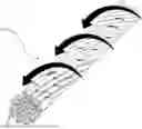 Fig. 01 - Counterclockwise twisted fiber material twisted together in counterclockwise direction to form a bow string and/or cable.